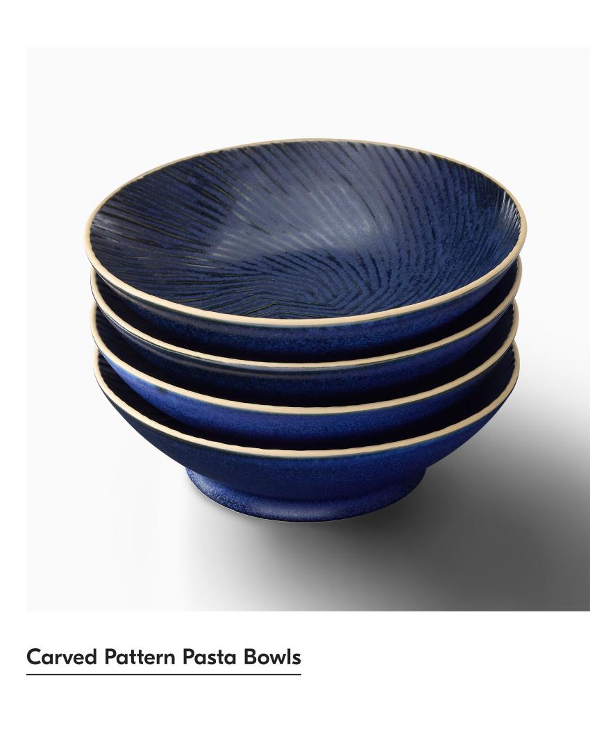 Carved Pattern Pasta Bowl